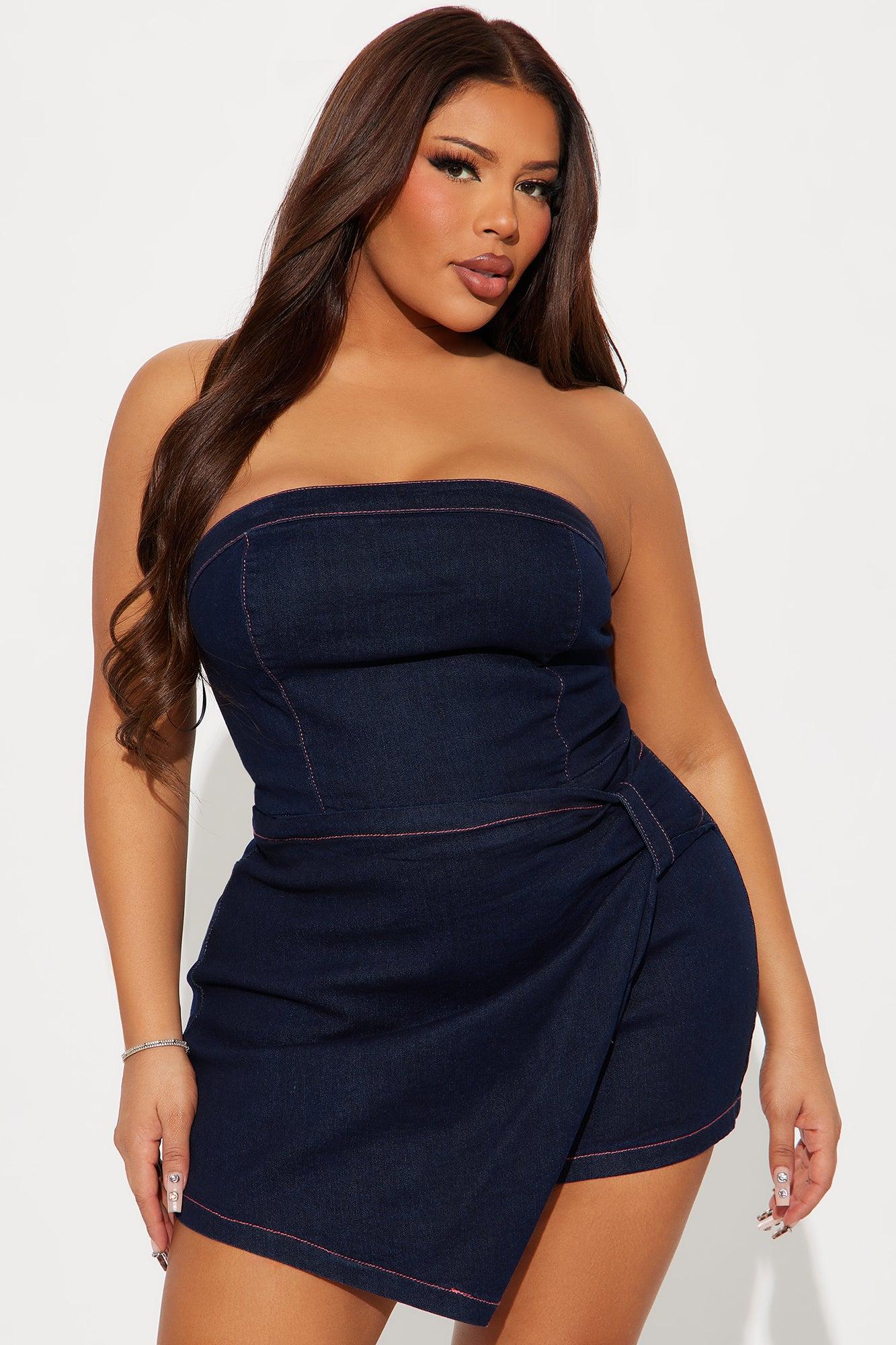 Come With Me Denim Romper - Dark Wash Product Image