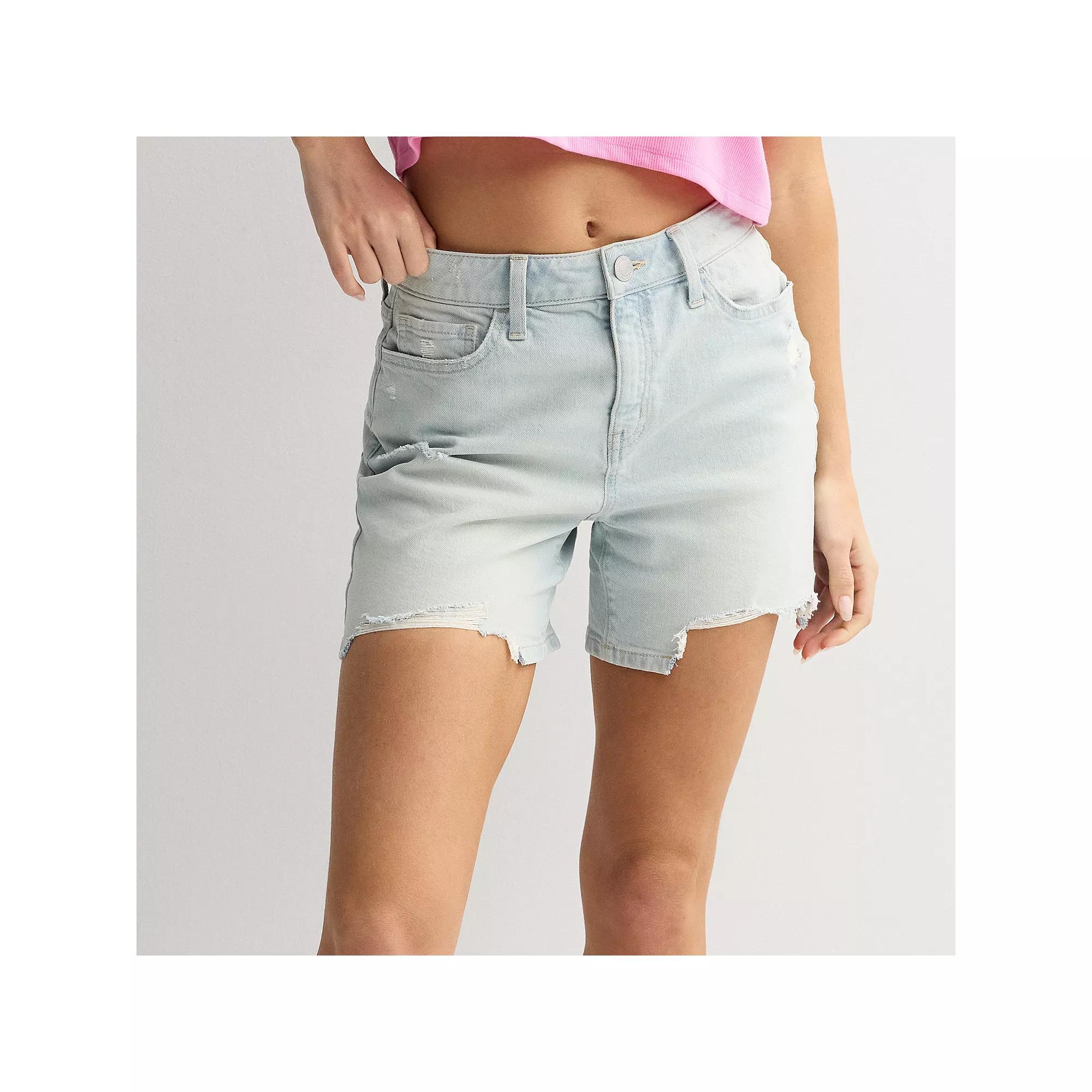 Juniors' SO® High-Rise Curvy 90s Loose Jean Shorts, Women's,  Product Image