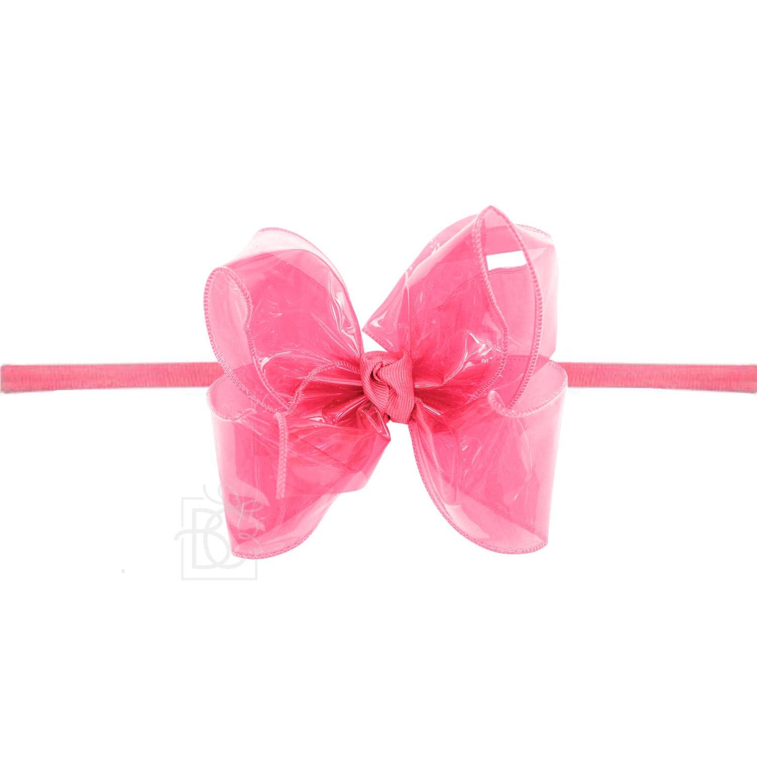 1/4" PANTYHOSE HEADBAND W/WATERPROOF BOW: 5.5" Huge - 2.5" Ribbon / AQUA Product Image