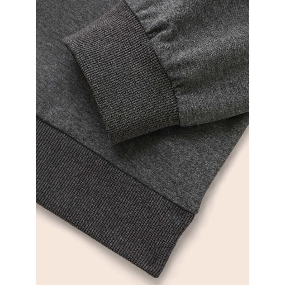 Plus Size Jack-O-Lantern Sequin Sweatshirt Women DimGray Casual Contrast Loose Round Neck Everyday Sweatshirts BloomChic 14-16/1X Product Image