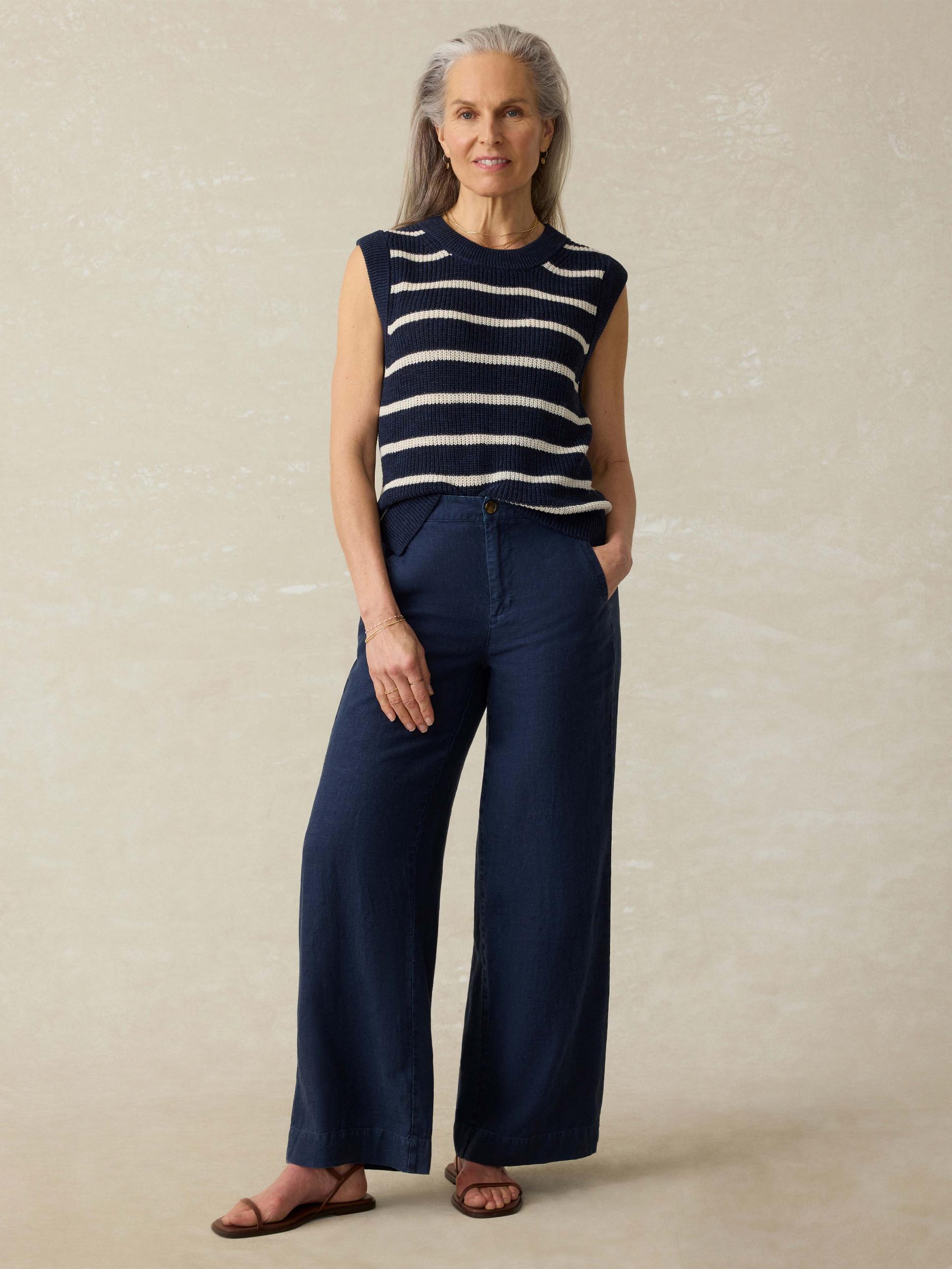 Miramar Linen Sweater Tank - North Sea Stripe Female Product Image