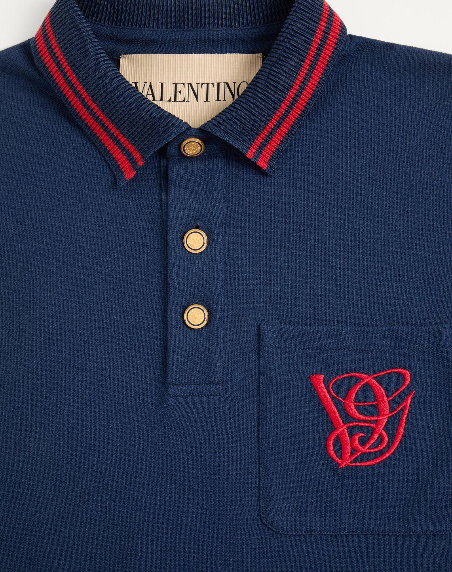 Cotton Piqué Polo Shirt With Vg Embroidery Product Image