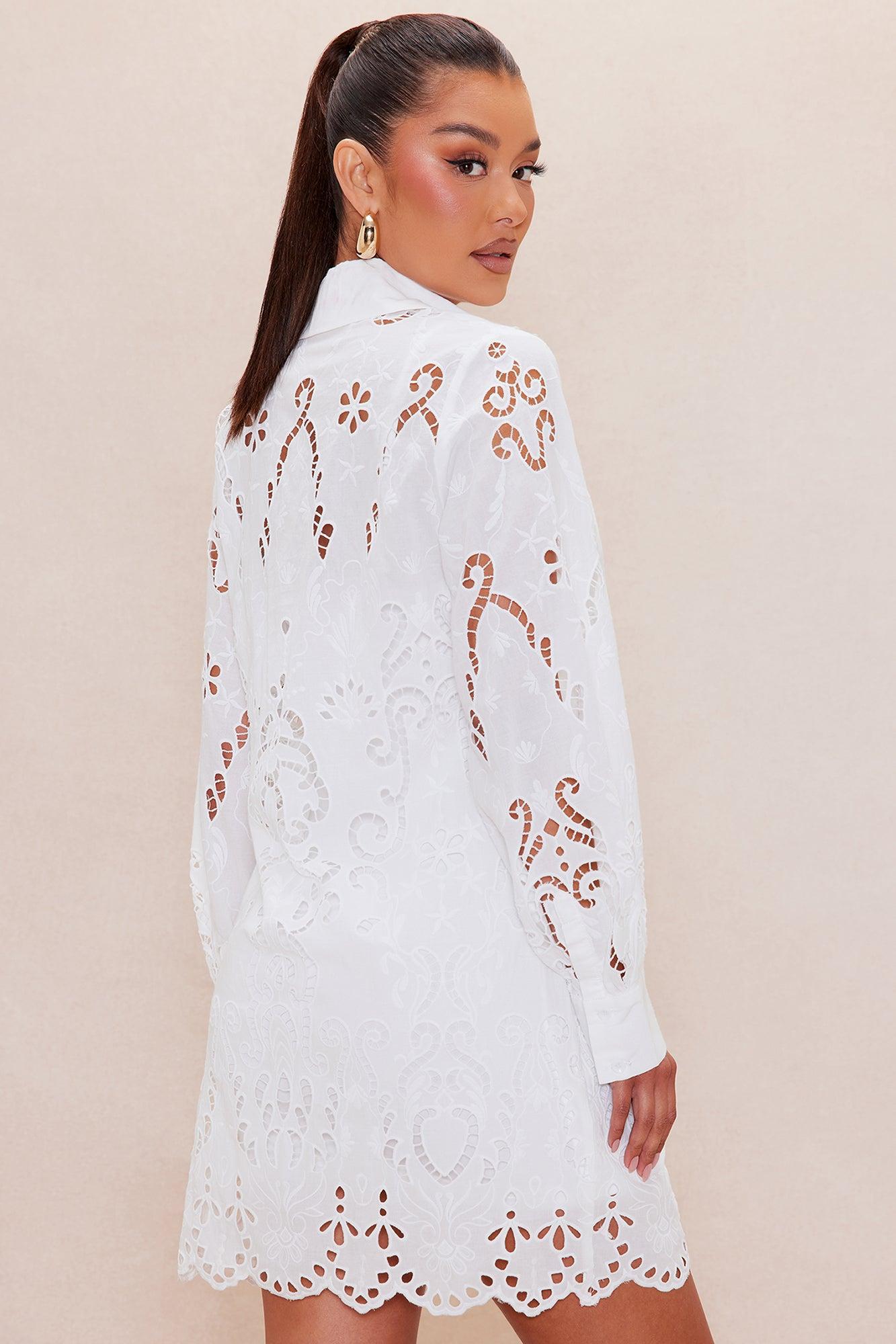 Gracie Embroidered Tunic Dress - White Female Product Image