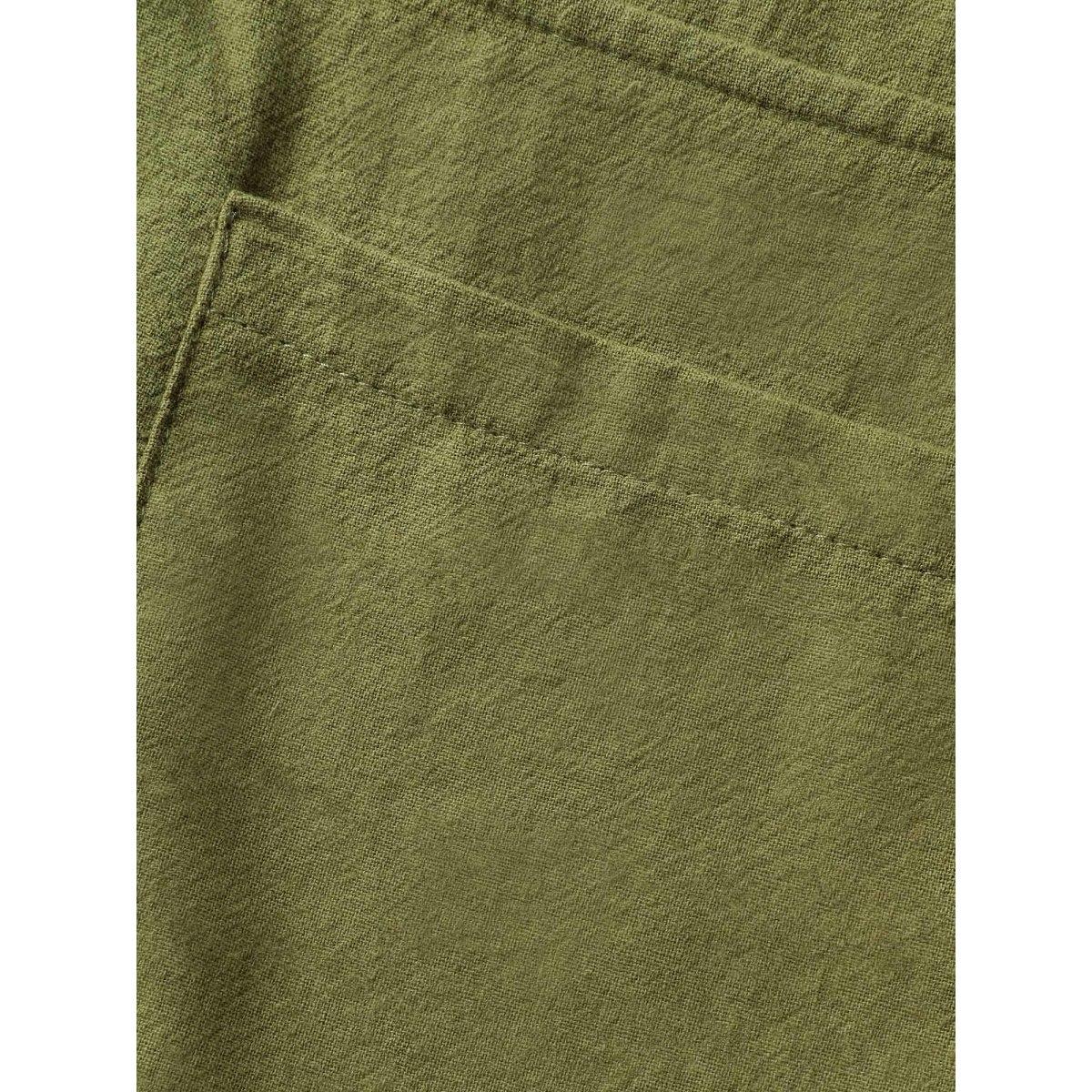 Plus Size Solid Patched Pocket Adjustable Straps Belted Dress ArmyGreen Women Casual Belted Non Sleeveless Curvy BloomChic 26/4X Product Image