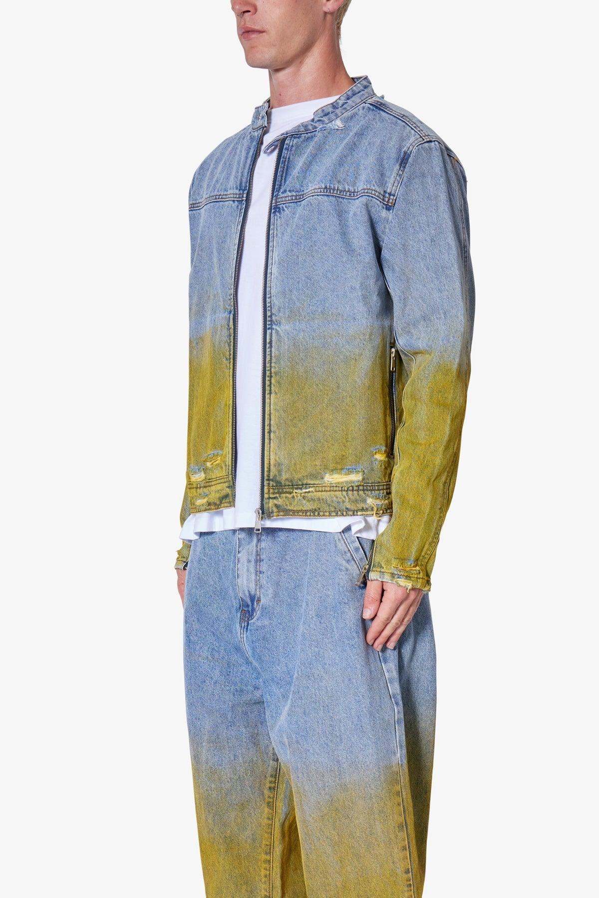 Dual Gradient Washed Denim Jacket - Blue Product Image