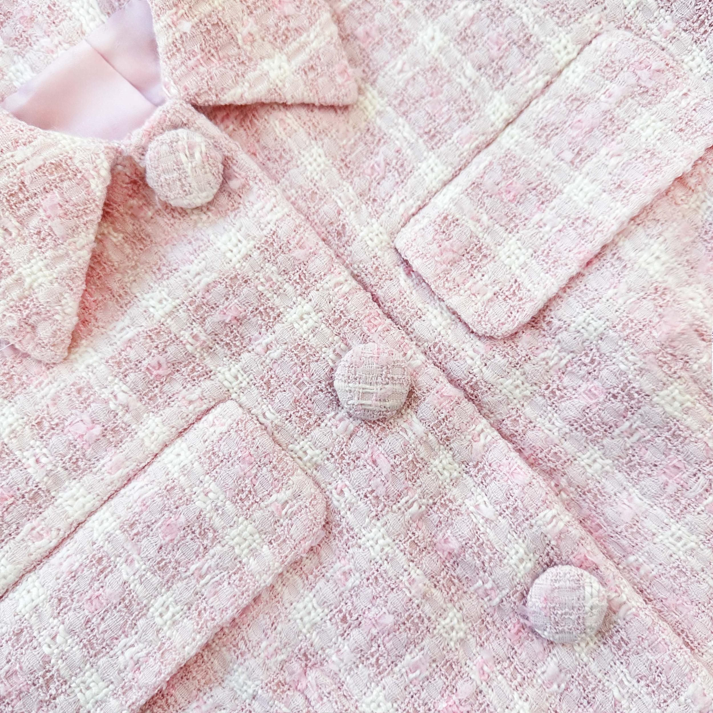 Pink Boucle Checked Mini Dress Product Image
