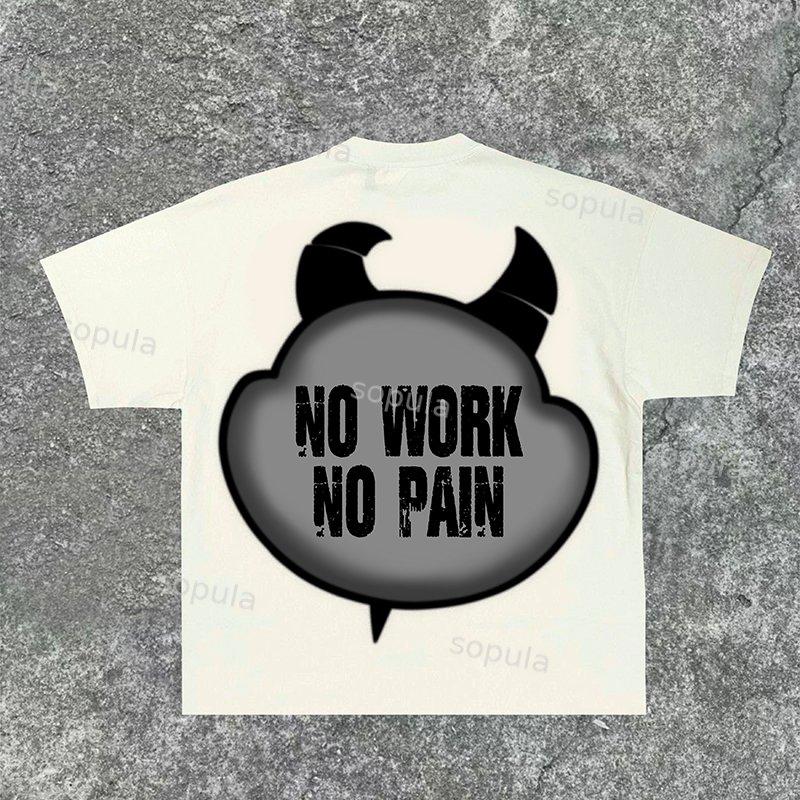 Sopula Men's The Devil Who Doesn't Work Print Cotton T-Shirt Product Image