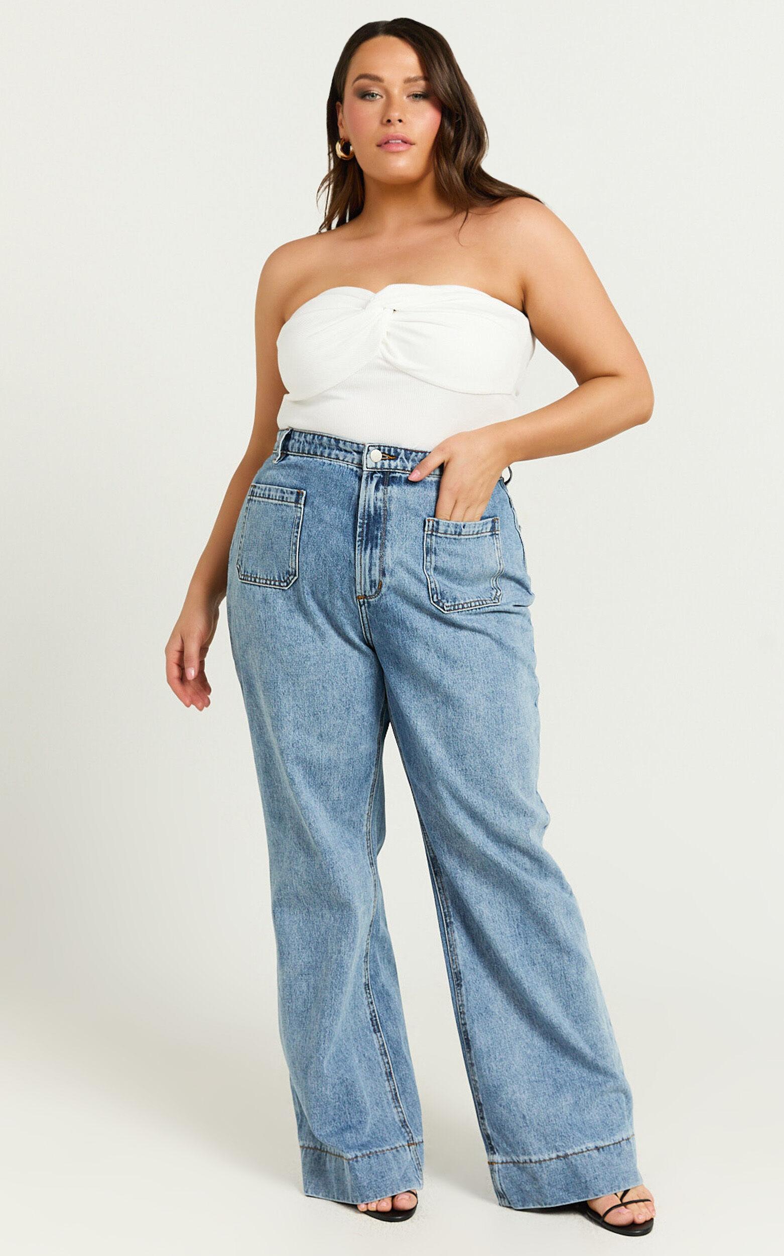Jelena Top - Jersey Strapless Twist Front Top in White Product Image