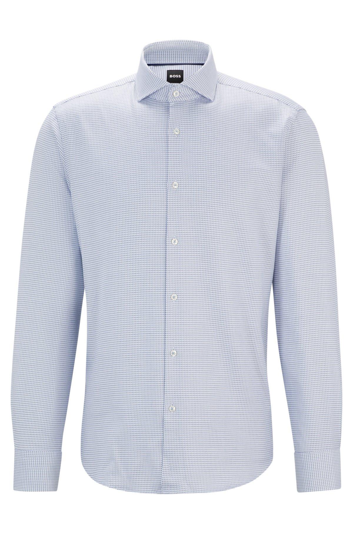 Regular-fit shirt in structured cotton twill Product Image