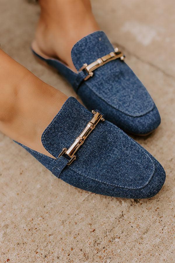 The Aubrey Denim Mule Loafer in Medium Wash Product Image