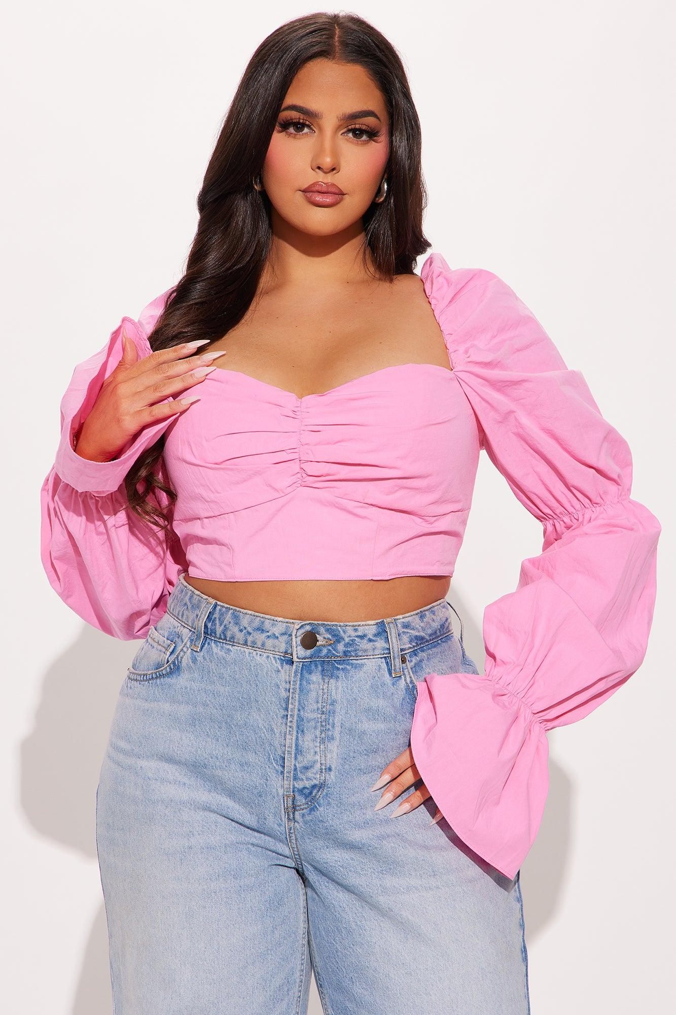 Secret Diary Poplin Corset Top - Pink Product Image
