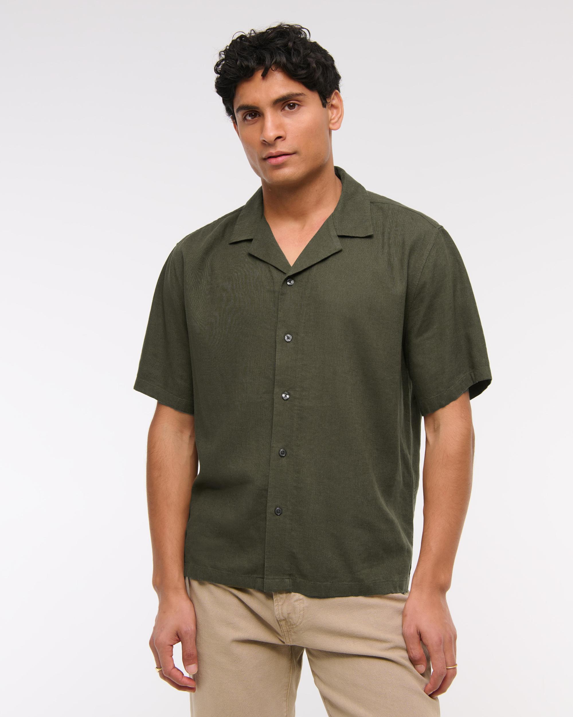 Camp Collar Summer Linen-Blend Shirt Product Image