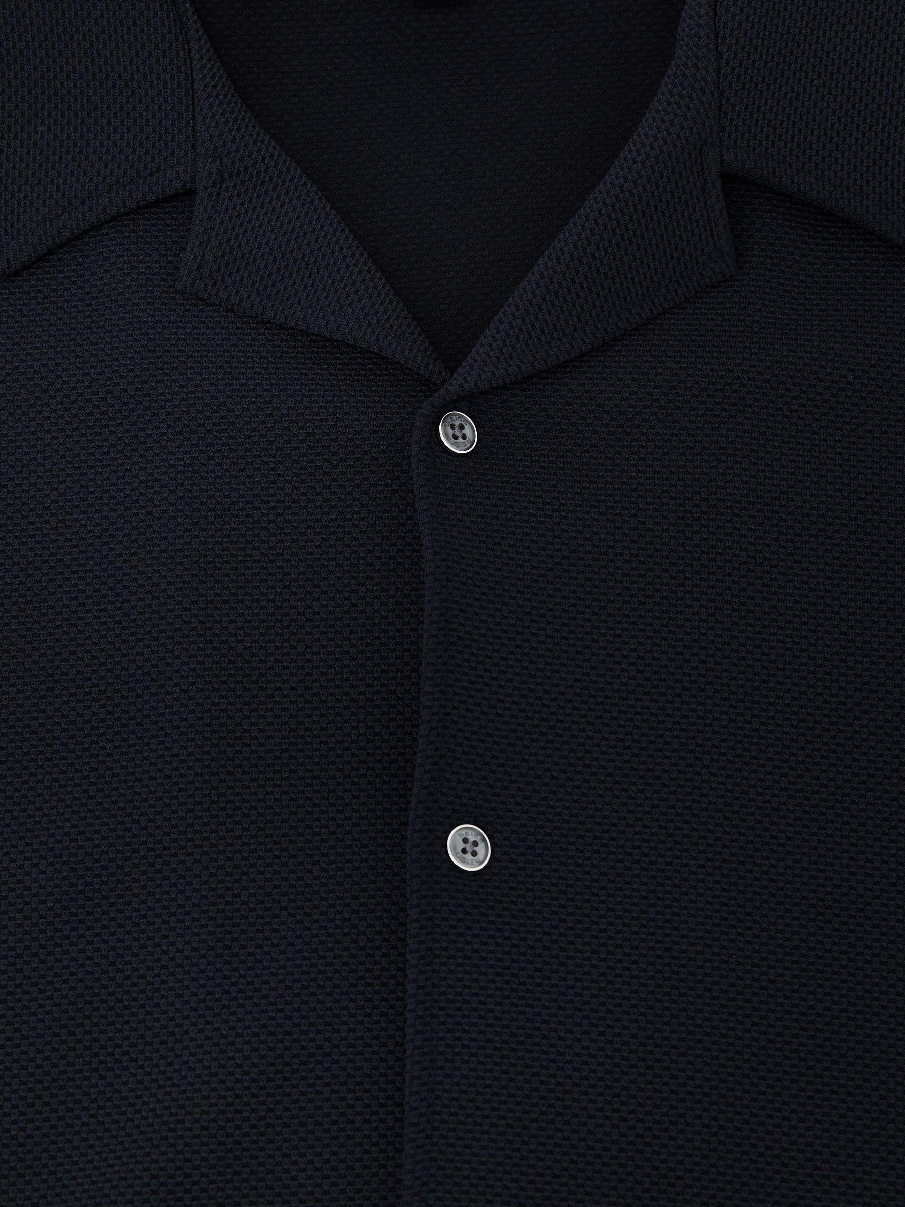 Textured Cuban-Collar Shirt in Navy Product Image