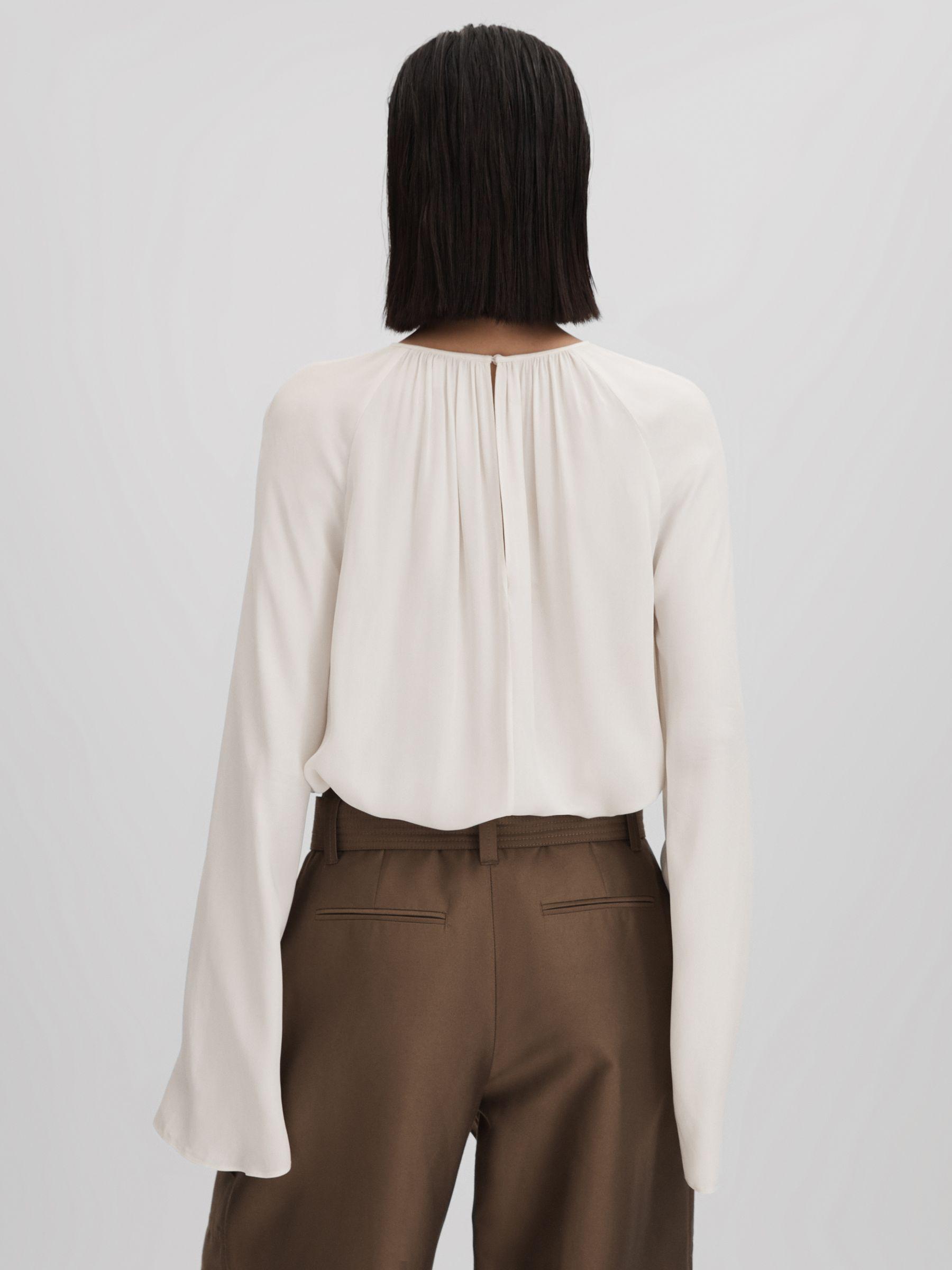 Cut-Out Flute Sleeve Blouse in Ivory Product Image