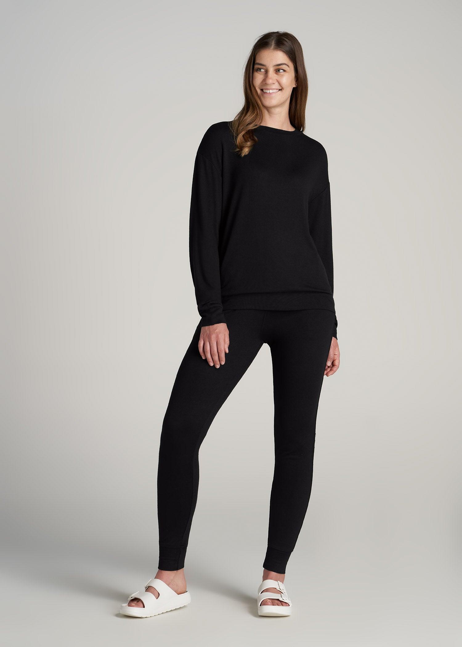 Cozy Lounge Crewneck for Tall Women in Black Female Product Image