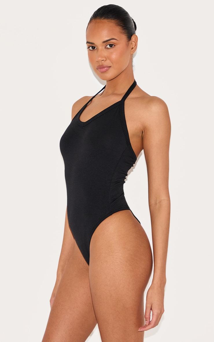 Black Modal Cotton Strappy Scoop Bodysuit Product Image