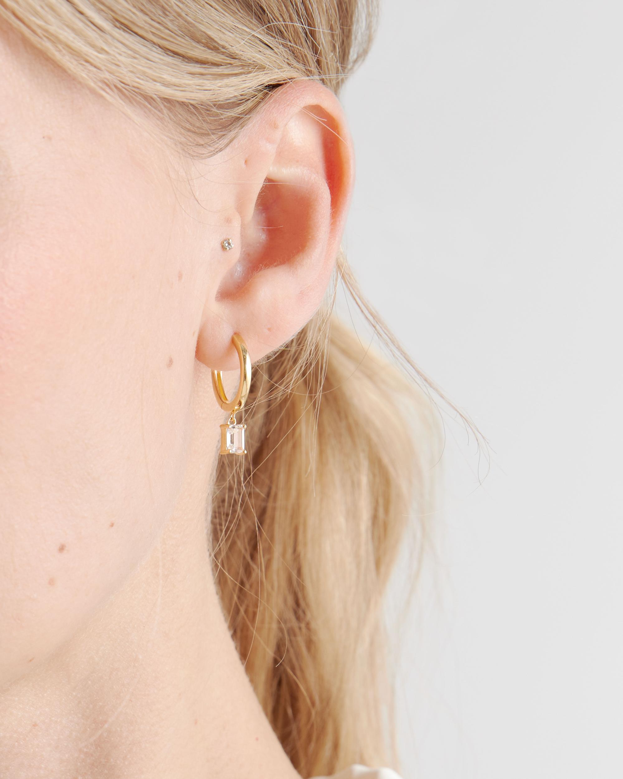 Quince | Women's Emerald Cut Topaz Dangle Hoop Earrings Product Image