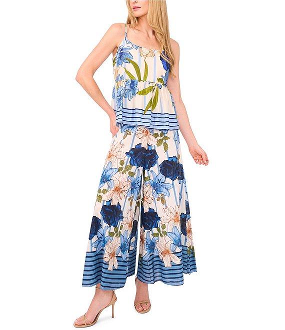 CeCe Coordinating Woven Printed Square Neck Sleeveless Printed Tank Product Image