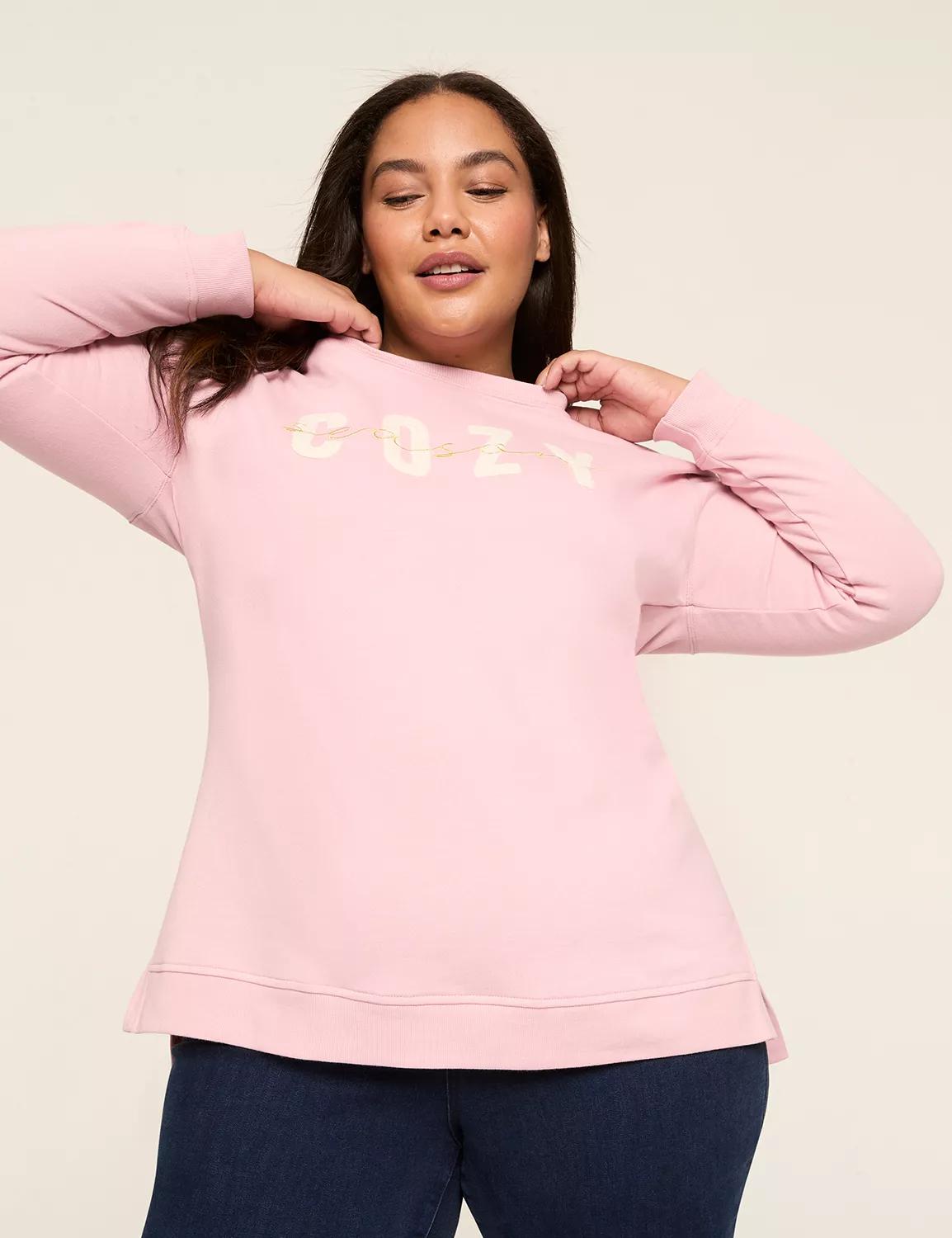 Embroidered Cozy Season Graphic Side-Slit Sweatshirt Product Image