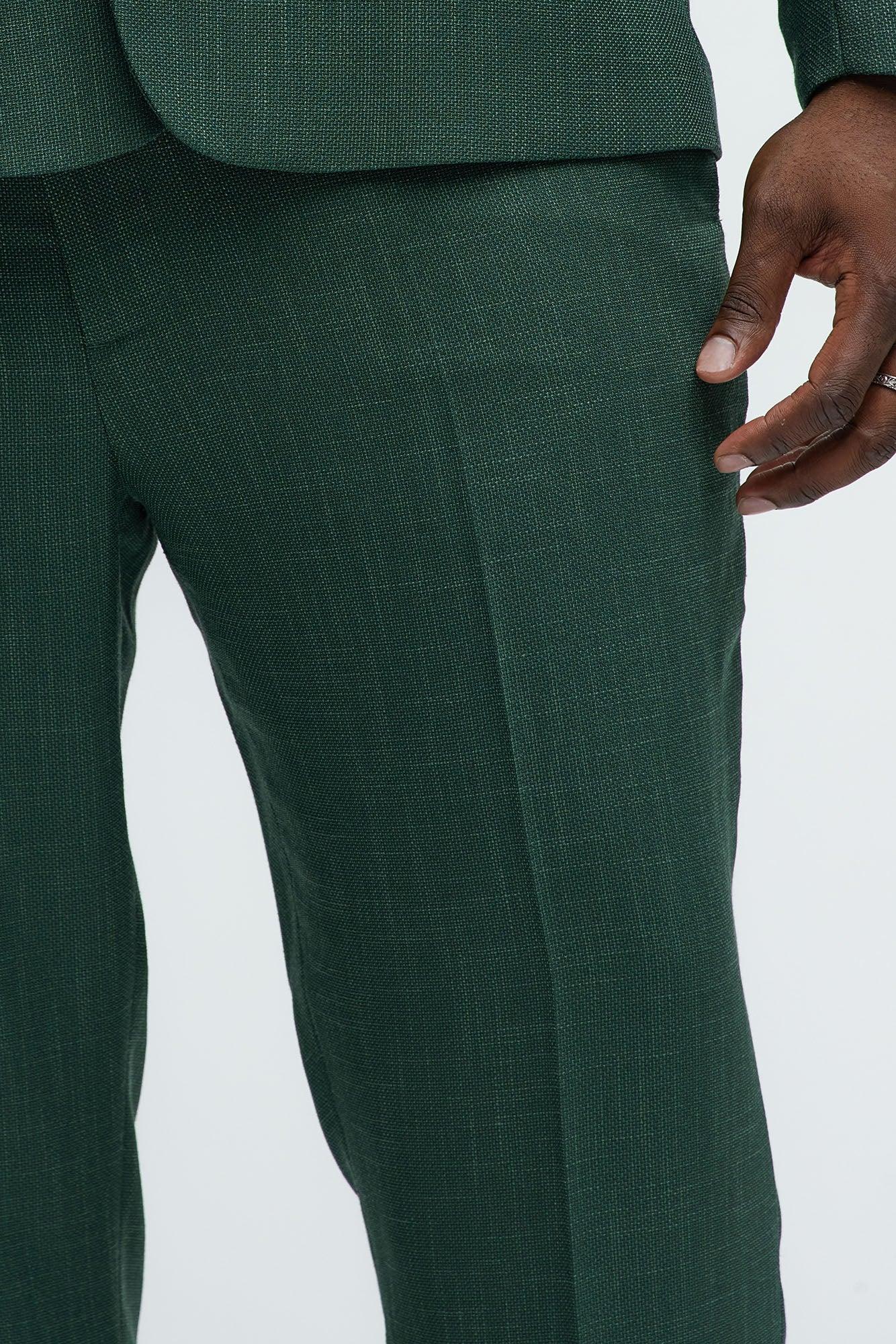 Shepton Solid Texture Slim Trousers - Green Product Image