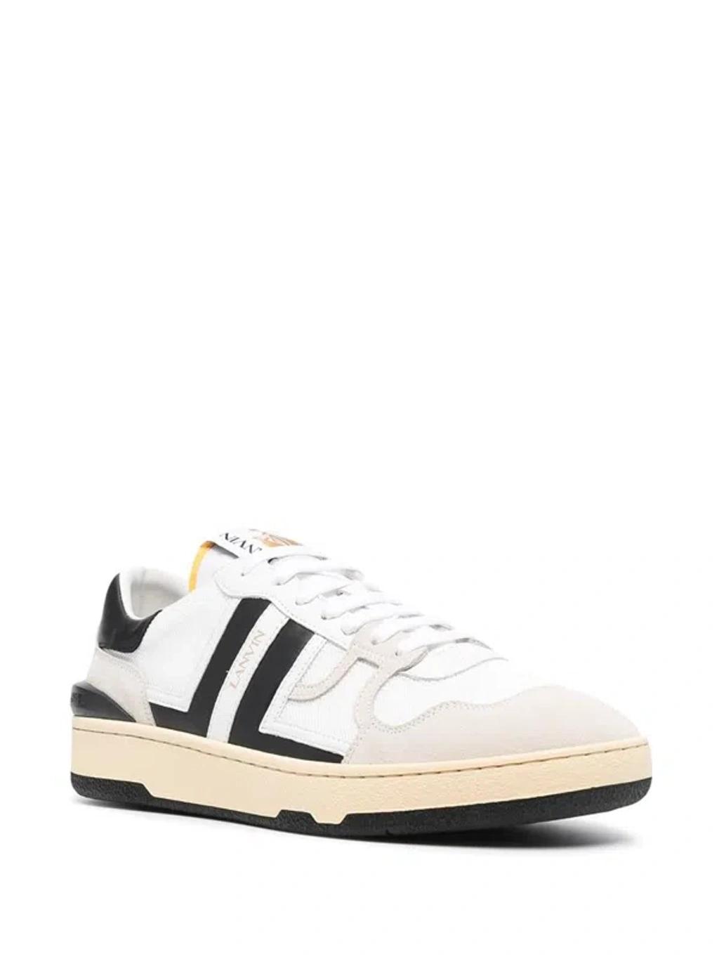 LANVIN Black And White Leather Clay Low Mesh Sneakers Product Image