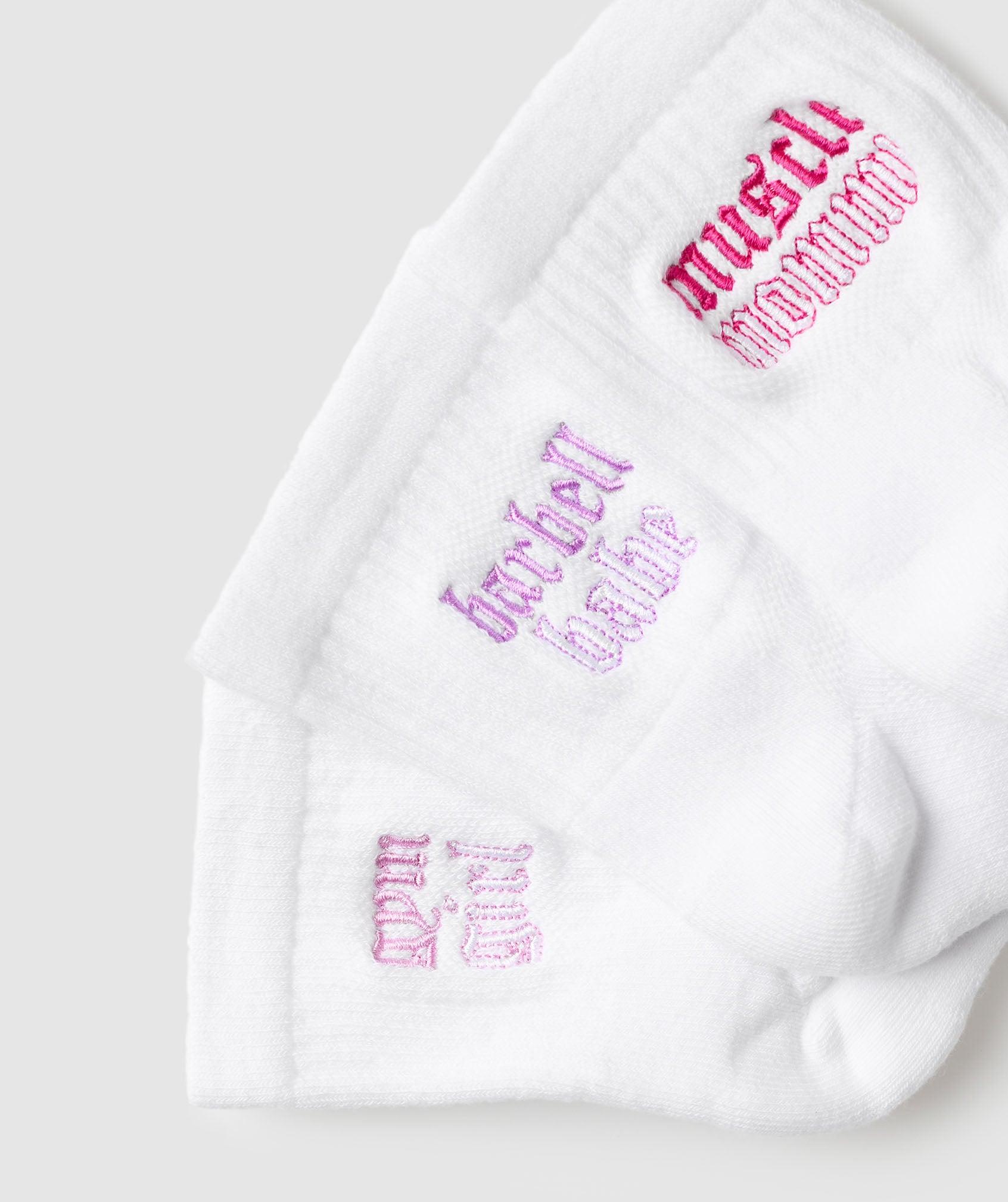 Gymshark Gym Babes Midi Sock 3pk - White/Sour Pink/Active Purple/Winning Pink Female Product Image