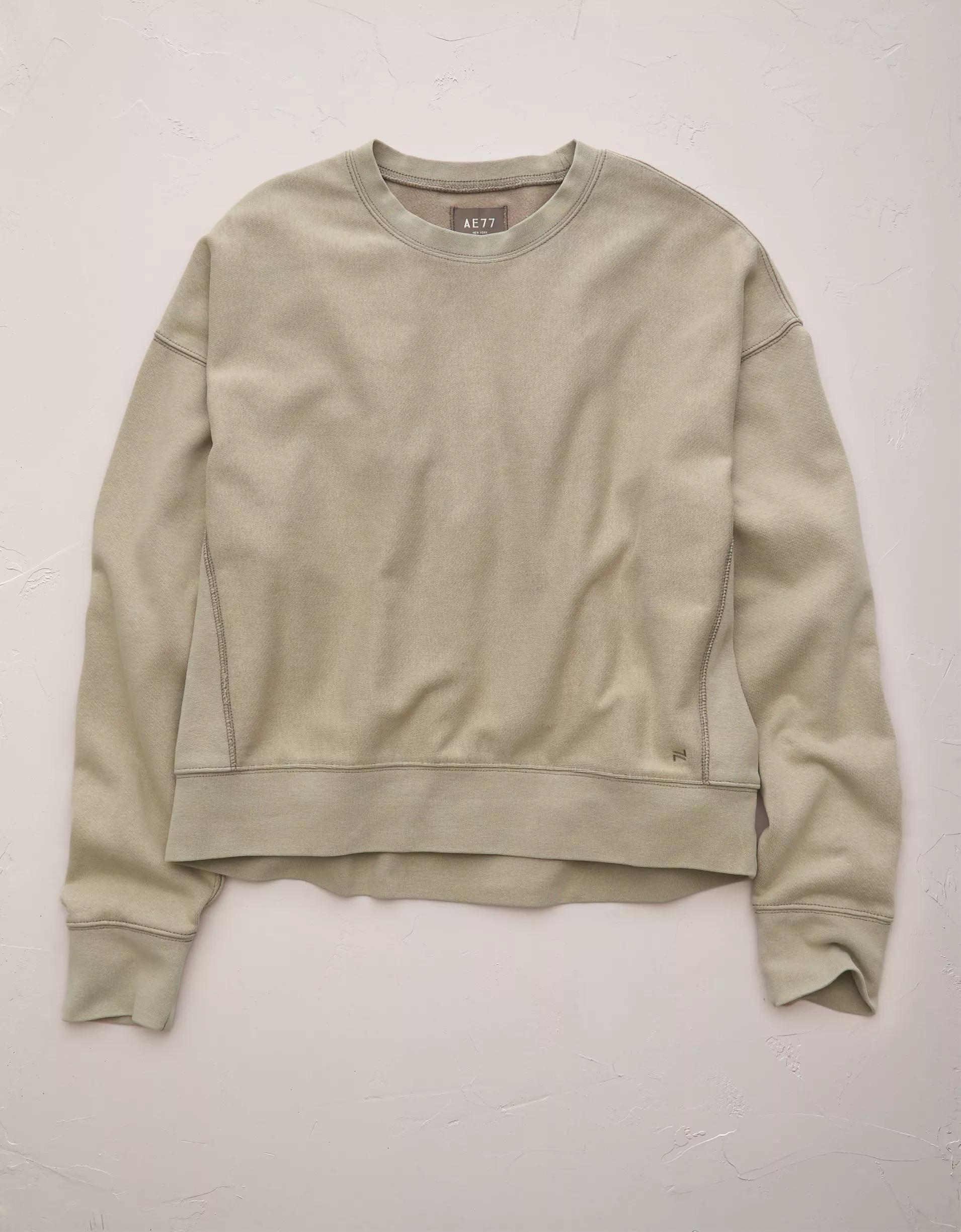 AE77 Premium Fleece Cropped Crew Neck Sweatshirt Product Image