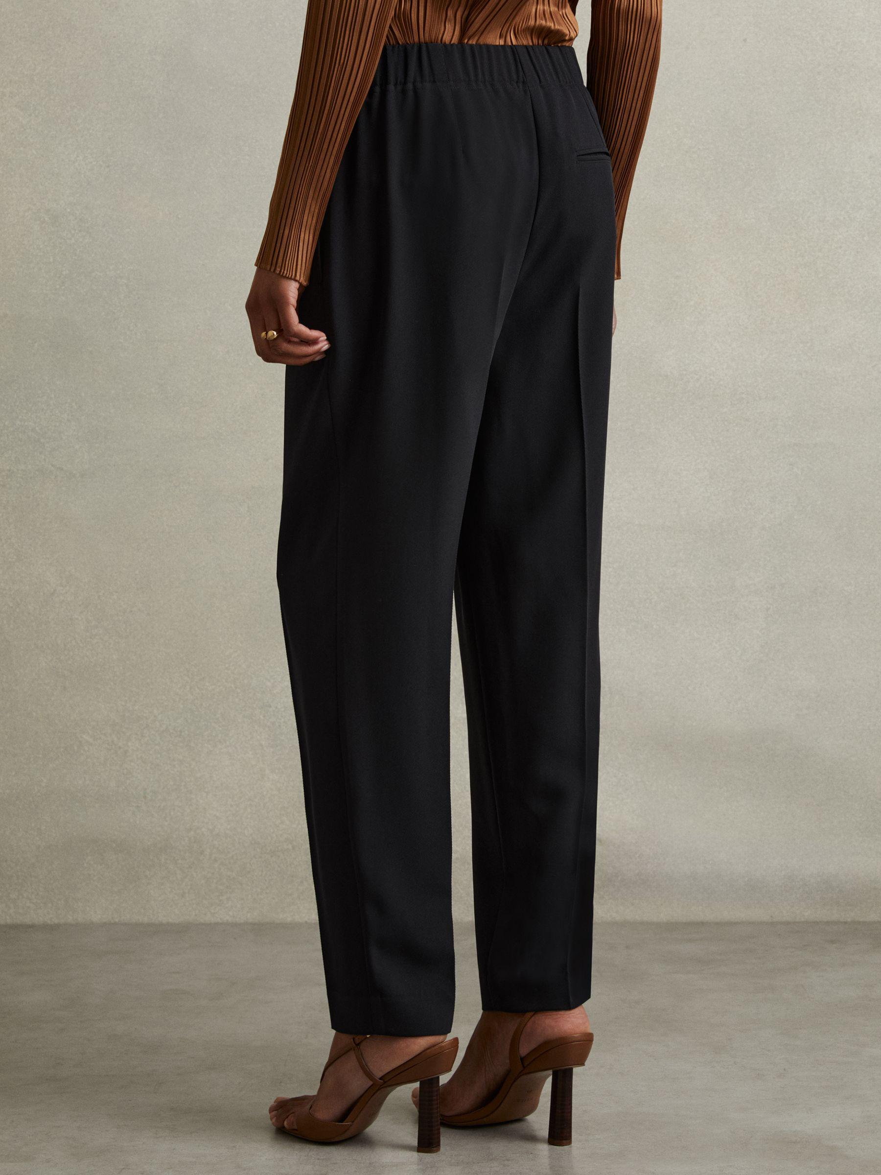 Front Pleat Tapered Trousers in Navy Product Image