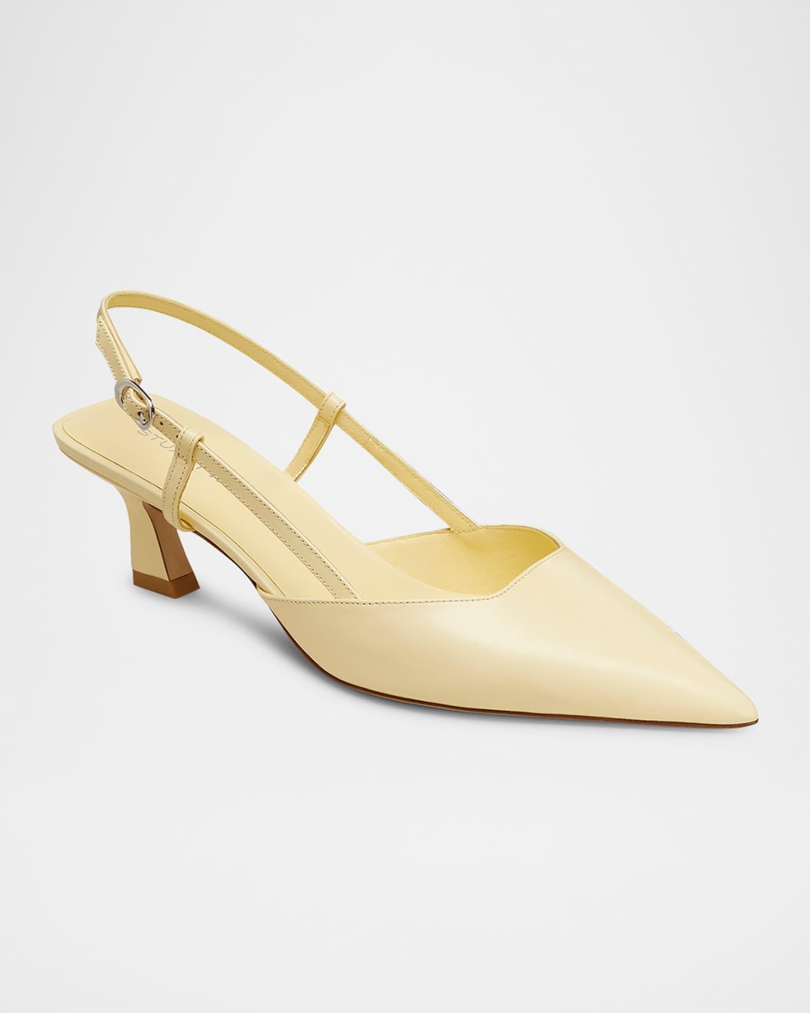 Vinnie Leather Kitten Slingback Pumps Product Image