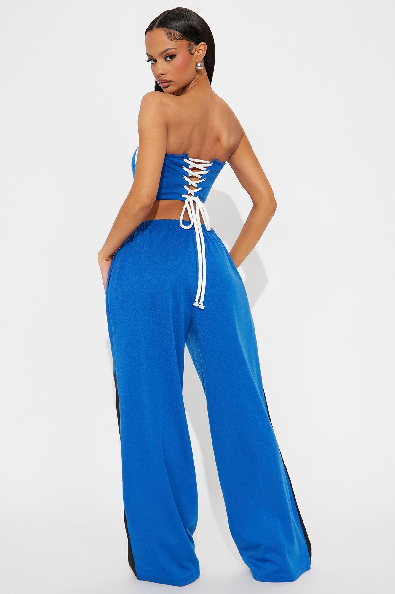 Game Changer Corset Wide Leg Pant Set - Blue Product Image