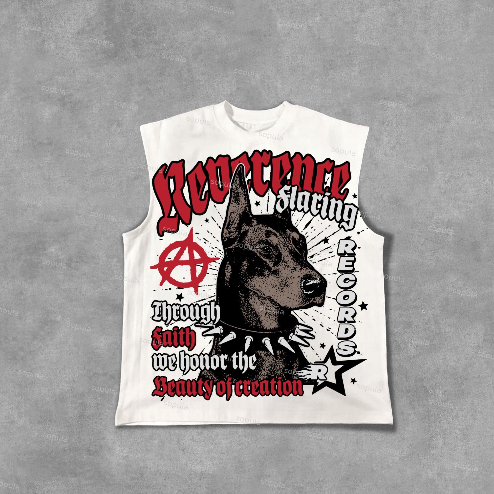 Doberman Retro Old Graphic Cotton Sleeveless Shirts Tank Top Product Image