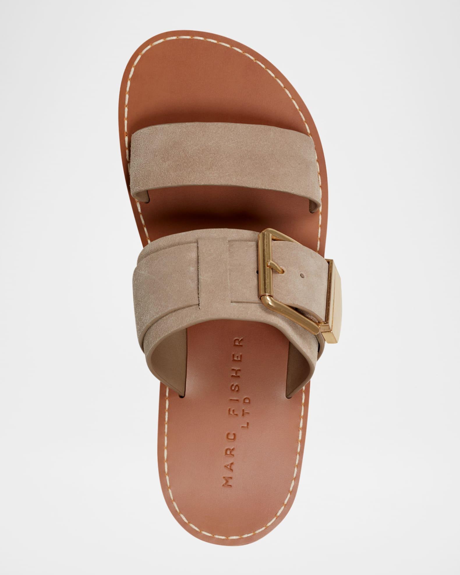 Hallyn Suede Buckle Dual-Band Slide Sandals Product Image