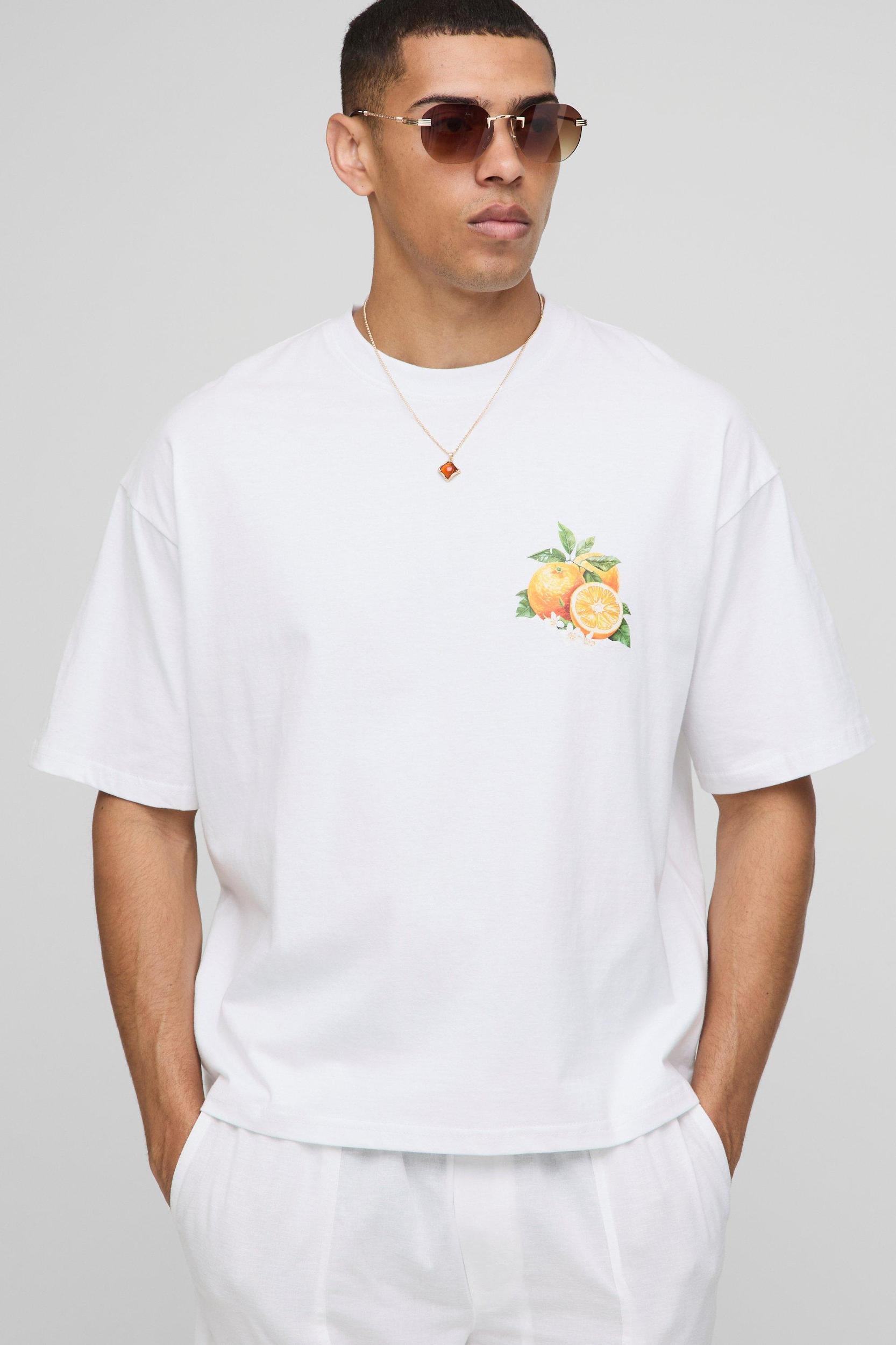 Oversized Boxy Orange Graphic T-Shirt | boohooMAN USA Product Image