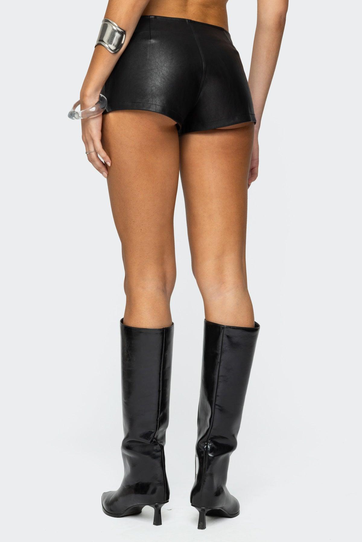 Grommet Faux Leather Micro Shorts Product Image