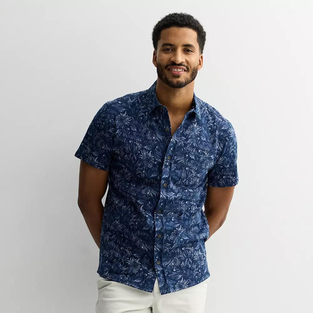 Men's Sonoma Goods For Life® Knit Short Sleeve Button Down Shirt,  Product Image