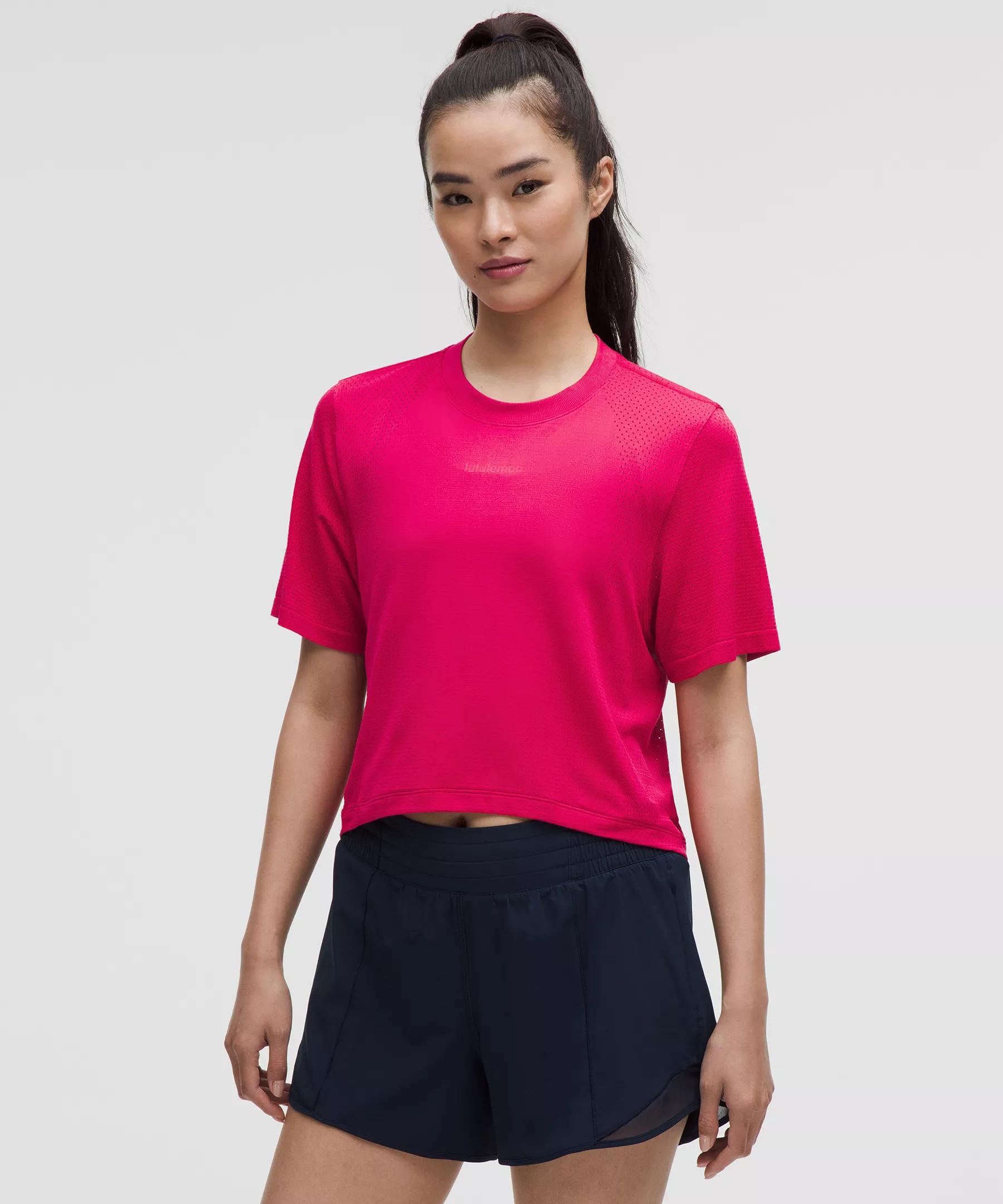 Swiftly High-Low Cropped Short-Sleeve Shirt Product Image