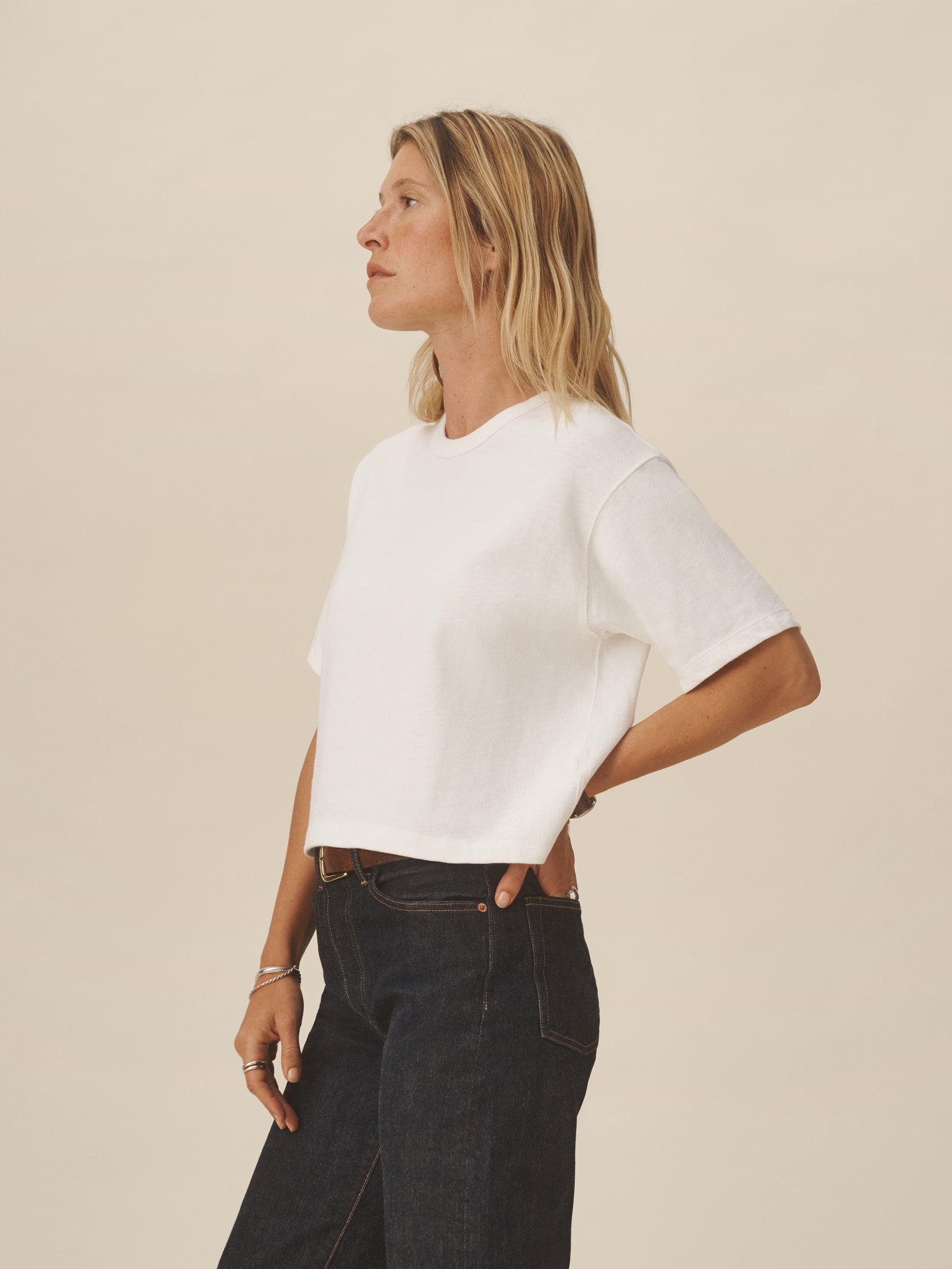 White Field-Spec Boyfriend Crop Tee Product Image