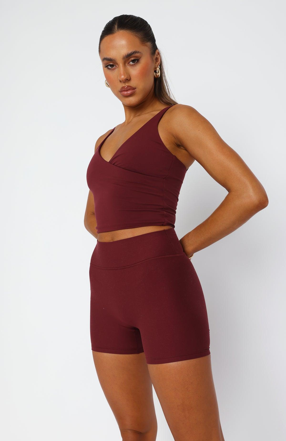 Endurance Scrunch High Waisted Shorts Burgundy Product Image