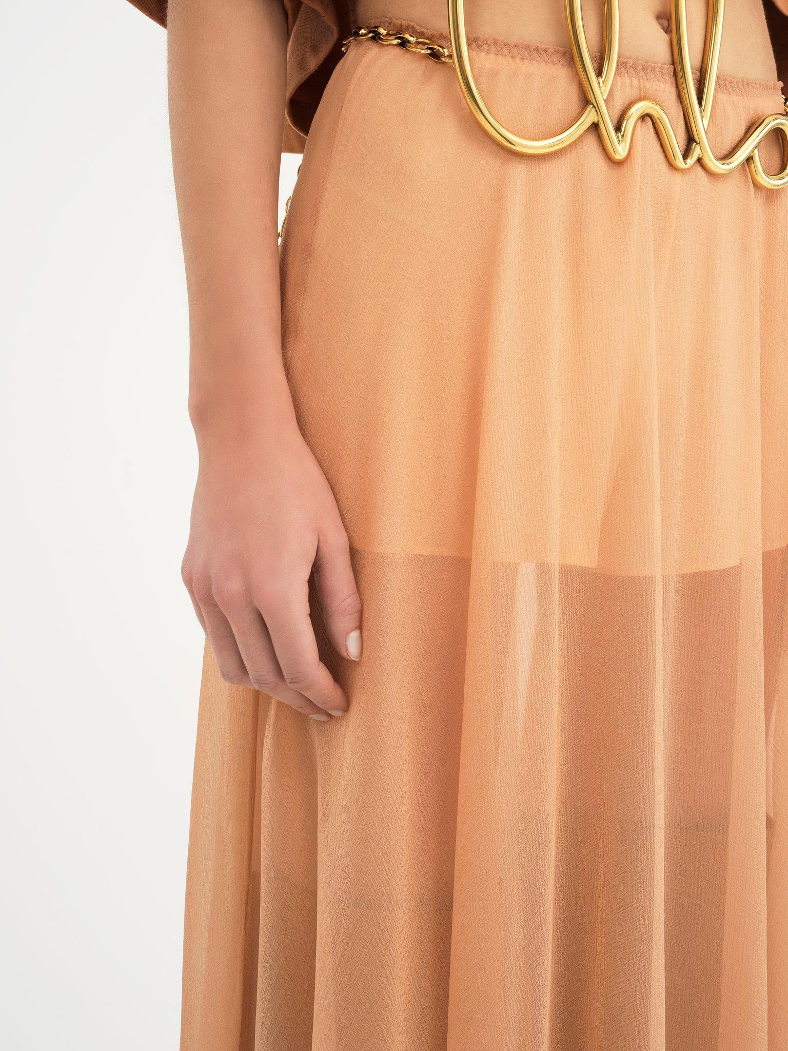 Fluid long skirt in silk mousseline Product Image