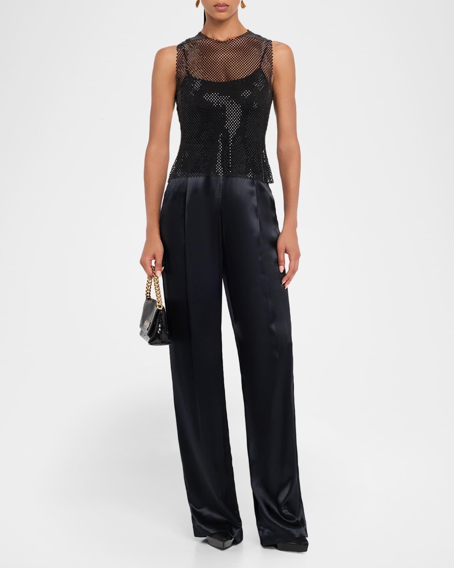 Rhinestone Mesh Sleeveless Blouse Product Image