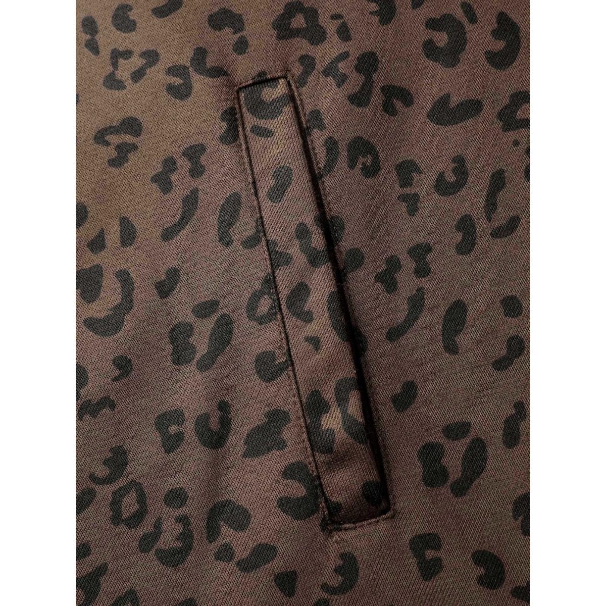 Plus Size Leopard Print Half-Zipper Sweatshirt Women DarkBrown Leisure Loose Stand-up collar Casual Sweatshirts BloomChic 30/6X Product Image