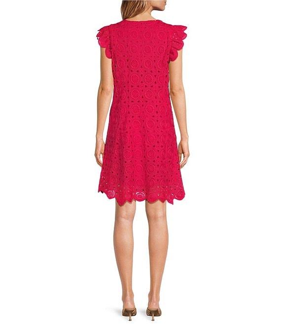 Skies Are Blue Crotchet V-Neck Cap Sleeve Mini Dress Product Image