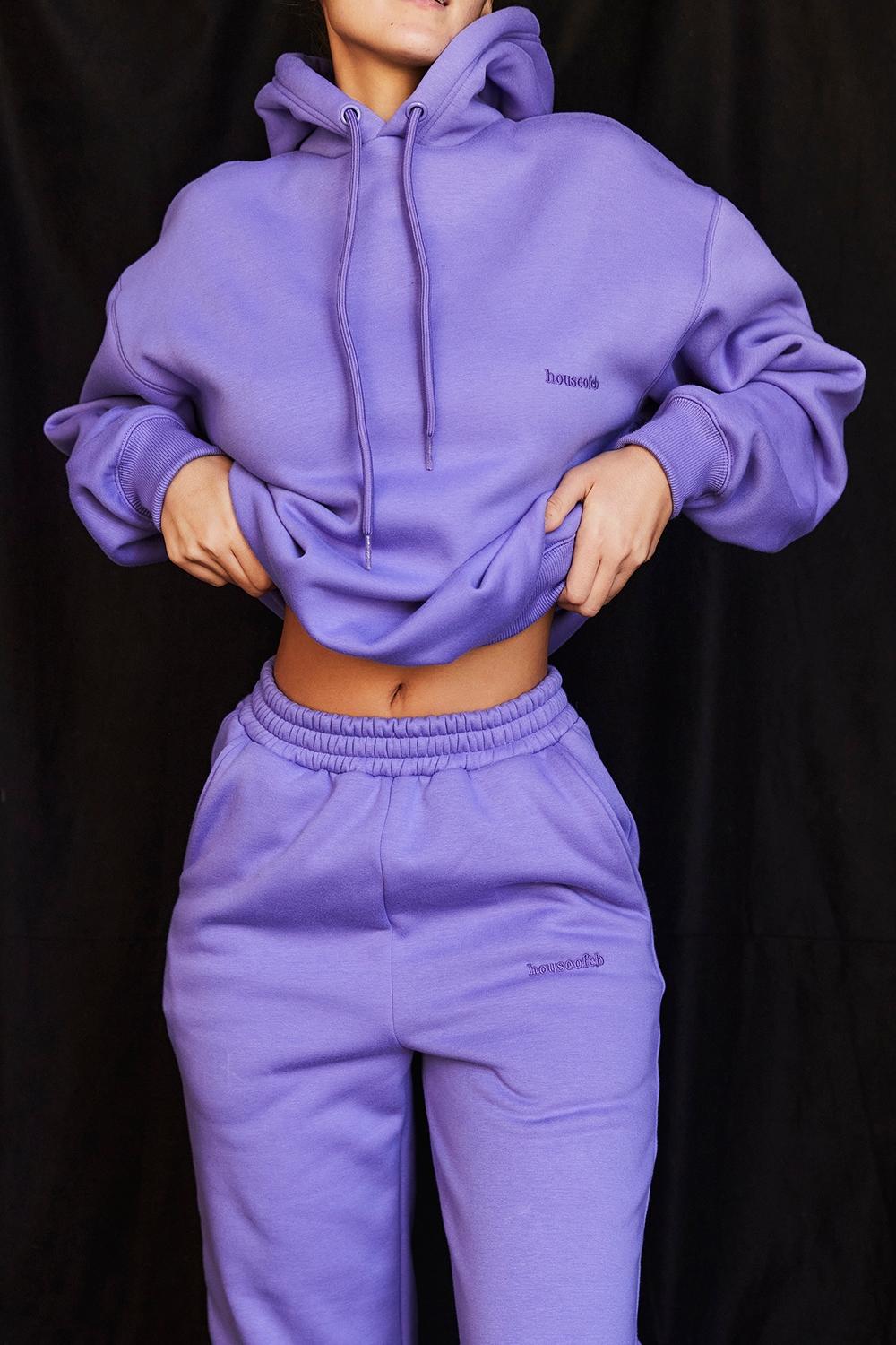 Sky  purple fleece back jogging trousers - sale Product Image