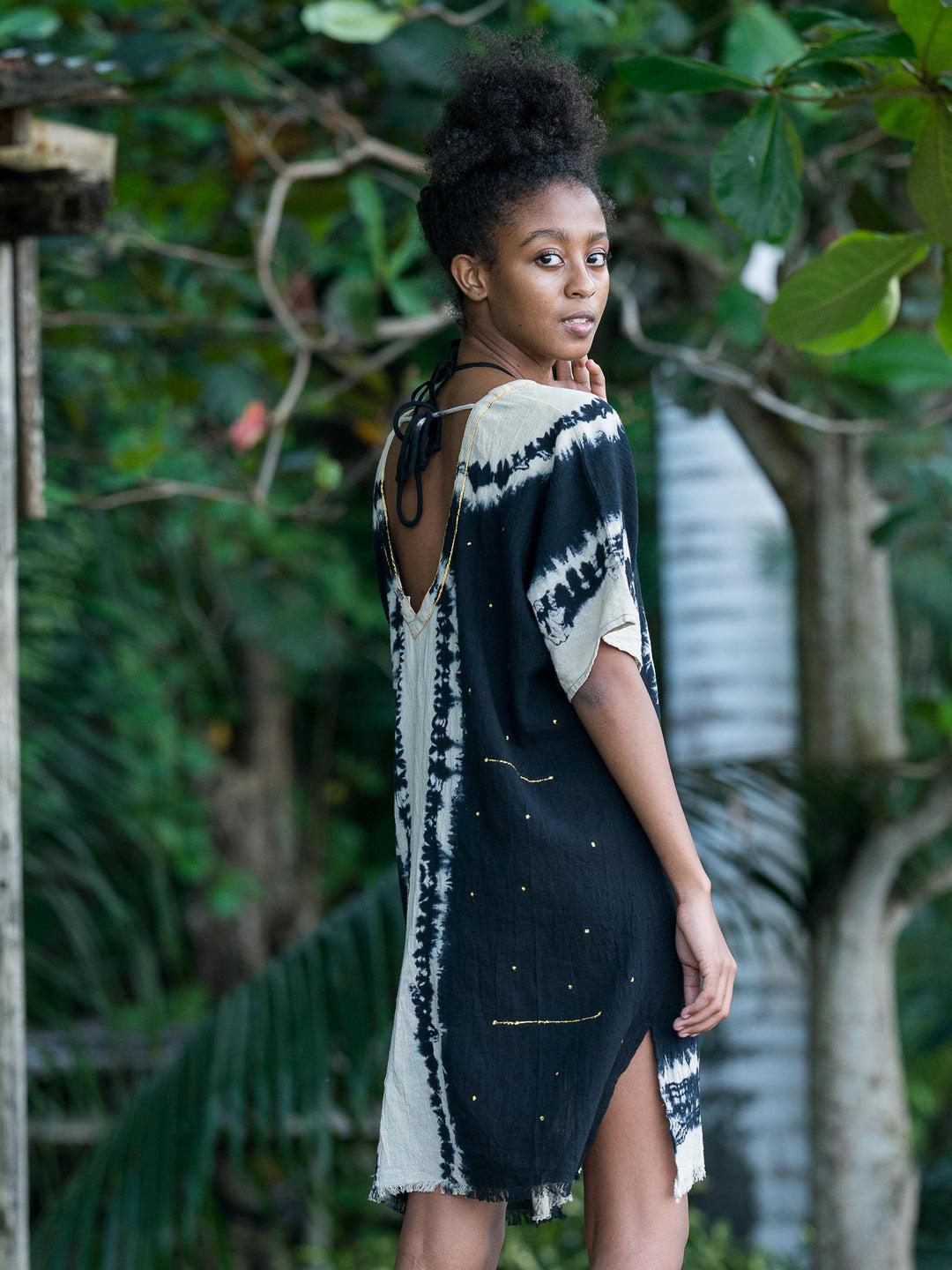 Sayulita Cotton Kaftan - Black Product Image