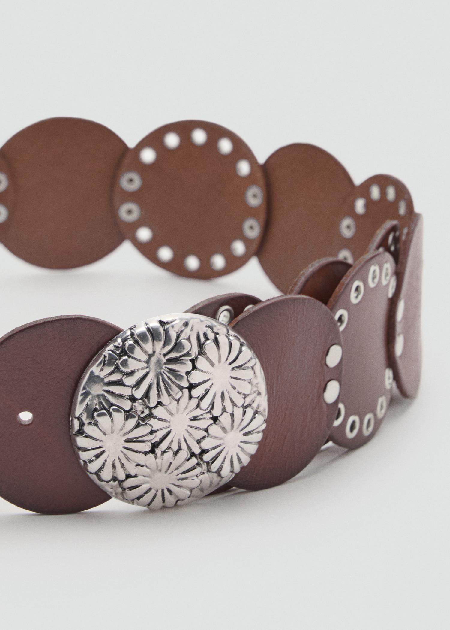Studded leather belt - Women | MANGO USA Product Image