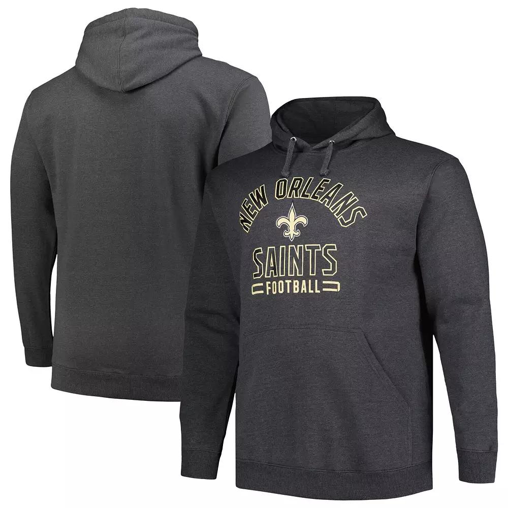 Men's Fanatics Branded Heather Charcoal New Orleans Saints Big & Tall Pullover Hoodie, Size: 2XB Product Image