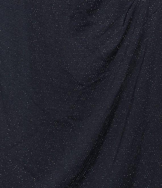 Le Bos Glitter Knit 3/4 Bell Sleeve Faux Wrap Dress Product Image