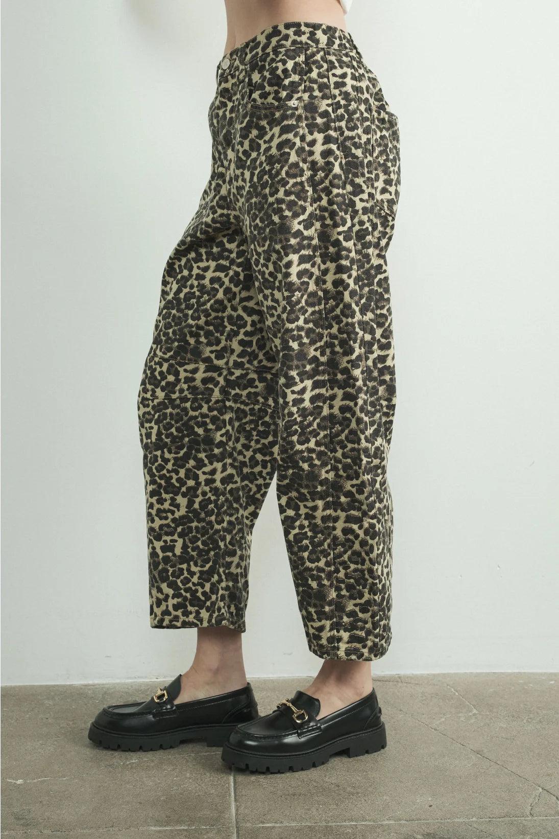 Leopard Barrel Jeans Product Image