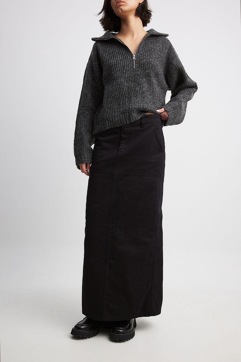 Denim Slit Maxi Skirt Product Image