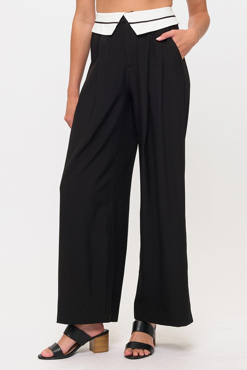 Tux Detail High Waist Wide-Leg Trousers Pants Product Image